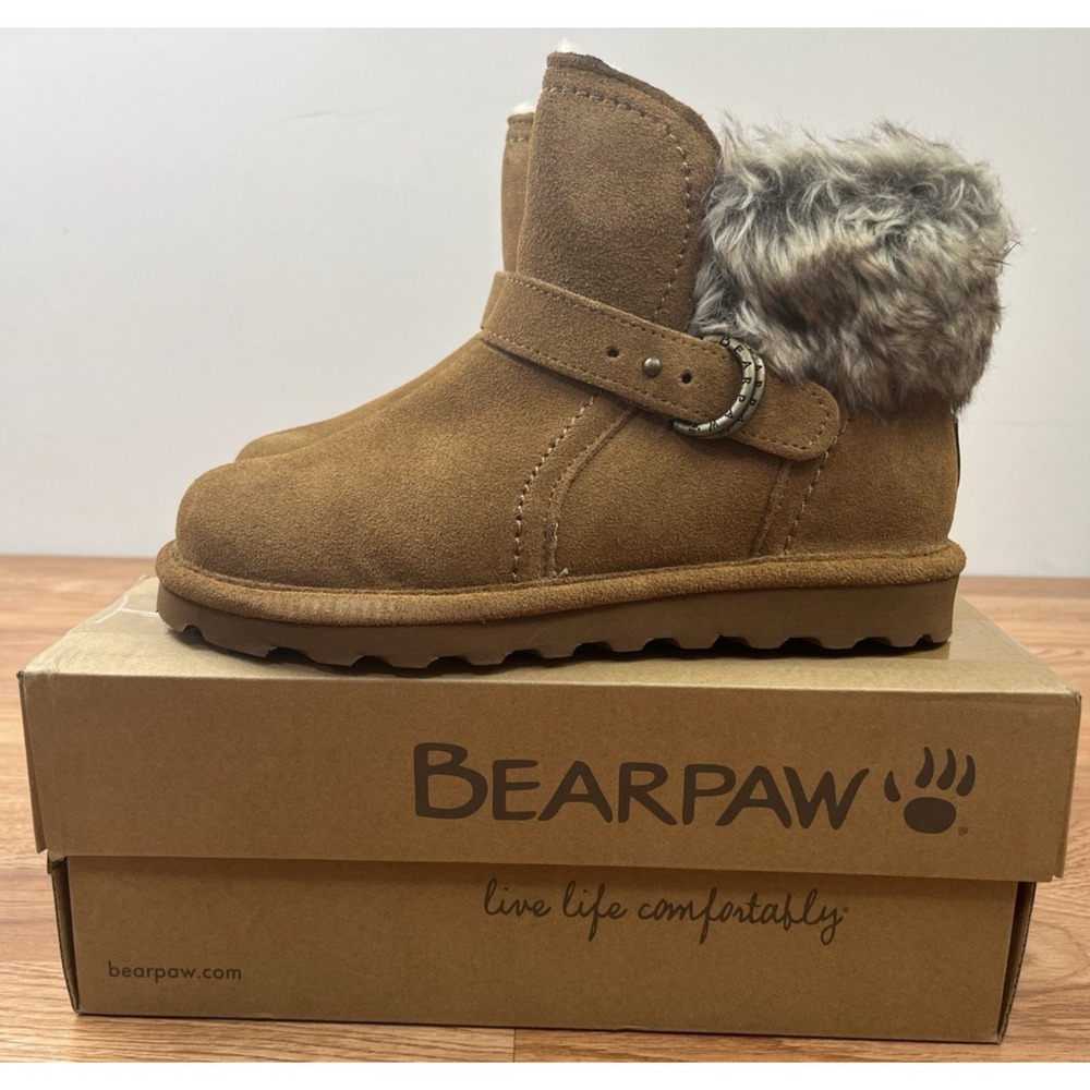 Bearpaw Koko Wide Suede Winter Boots in Hickory Women's Size 8 Wide NEW
